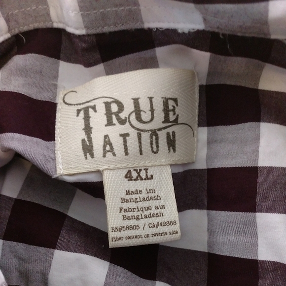 True Nation Mens Brown and white Plaid Button Down Big and Tall Size 4XL - Picture 6 of 9